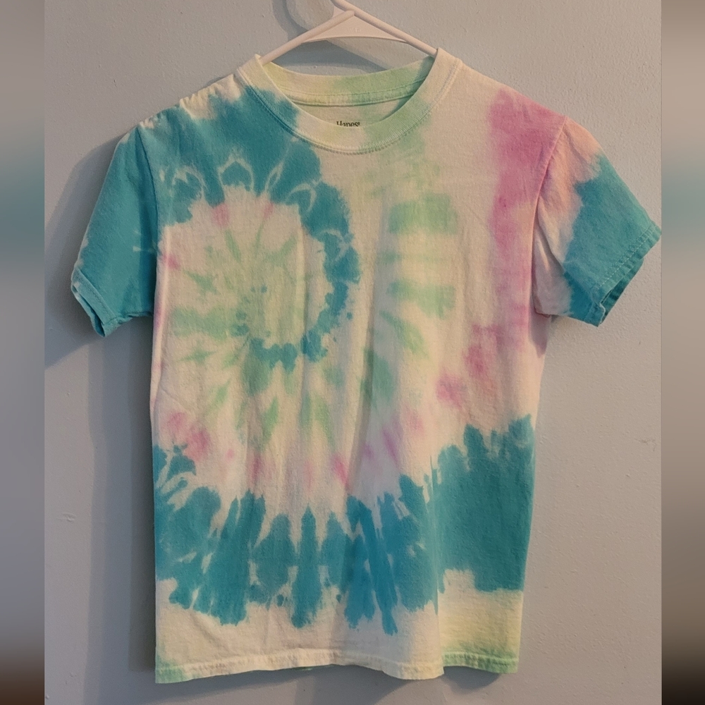 Tye Dye T-Shirt Large Girls Boys soft Muted Colors Spiral Swirl Tie Shirt